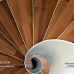 Birds' eye view of wooden staircase